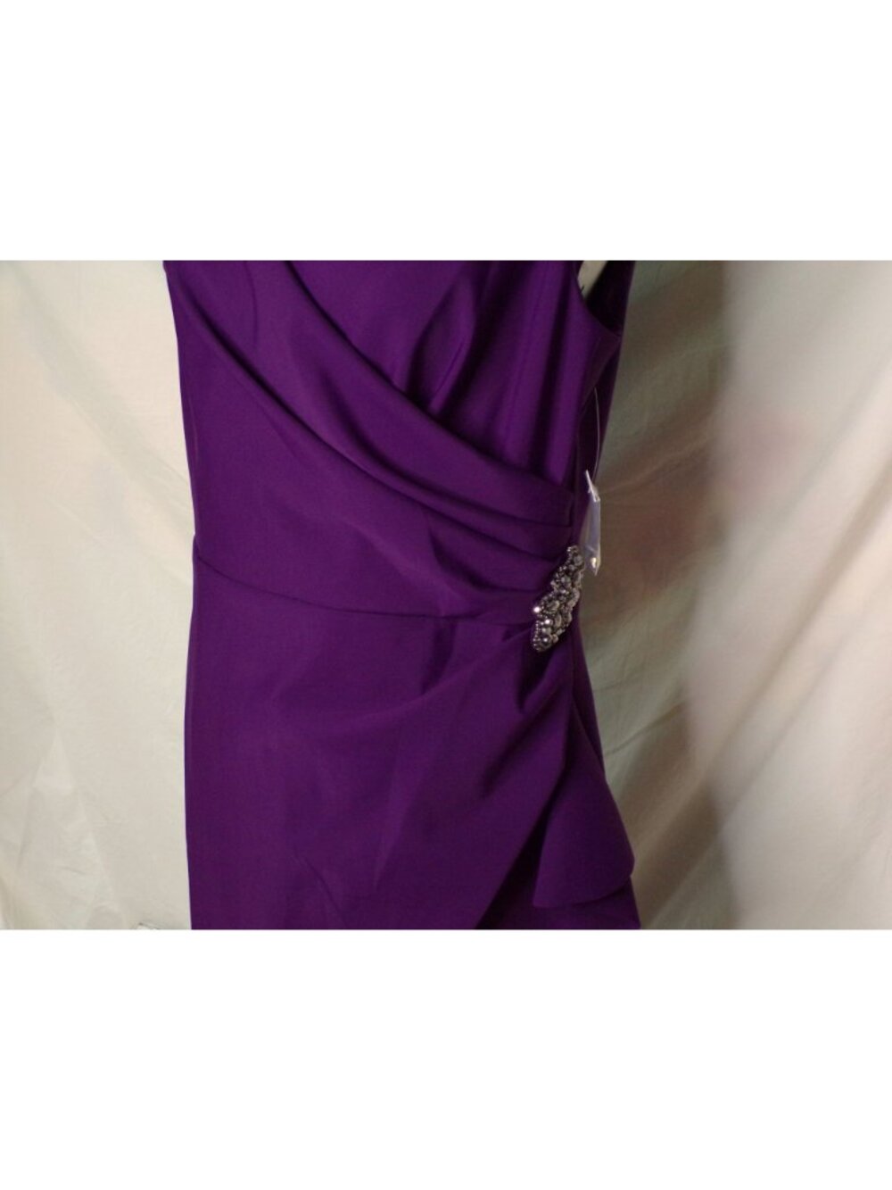🆕ALEX EVENINGS Side Ruched Embellished Cocktail Dress Purple 14 - Picture 10 of 11